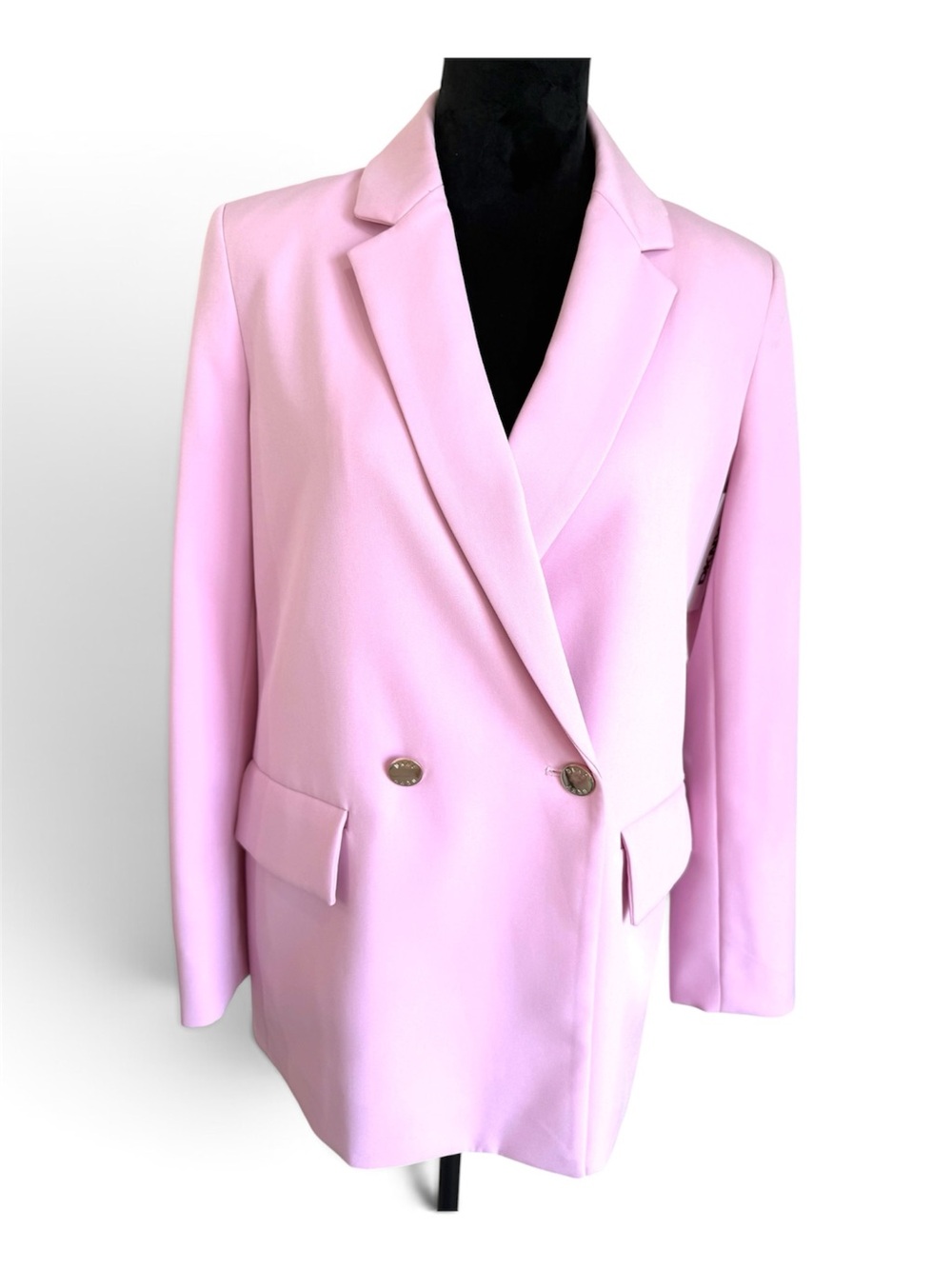 DKNY Double Breasted Pink Blazer With Gold Toned Buttons and Hardware
